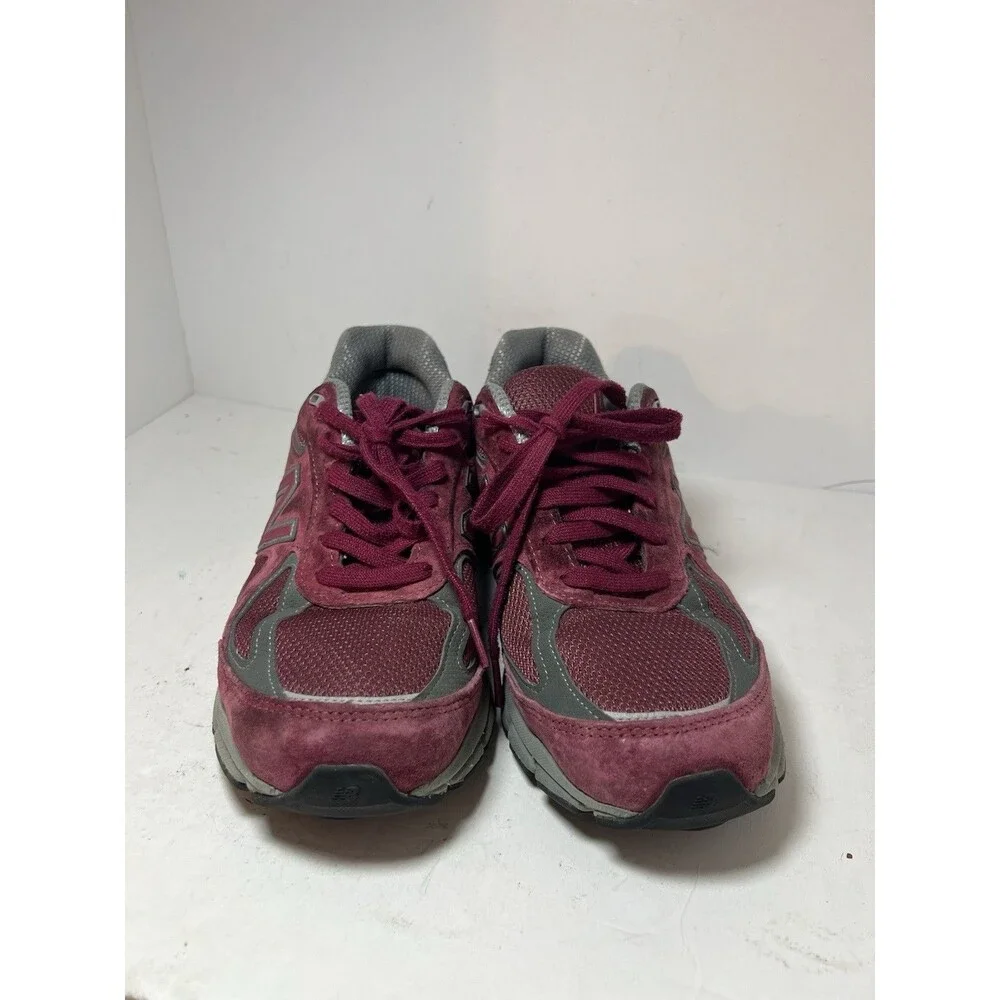 New Balance Shoes Mens 7.5 990v4 Burgundy Grey Sneakers Made in USA M990BU4 - Picture 2 of 11